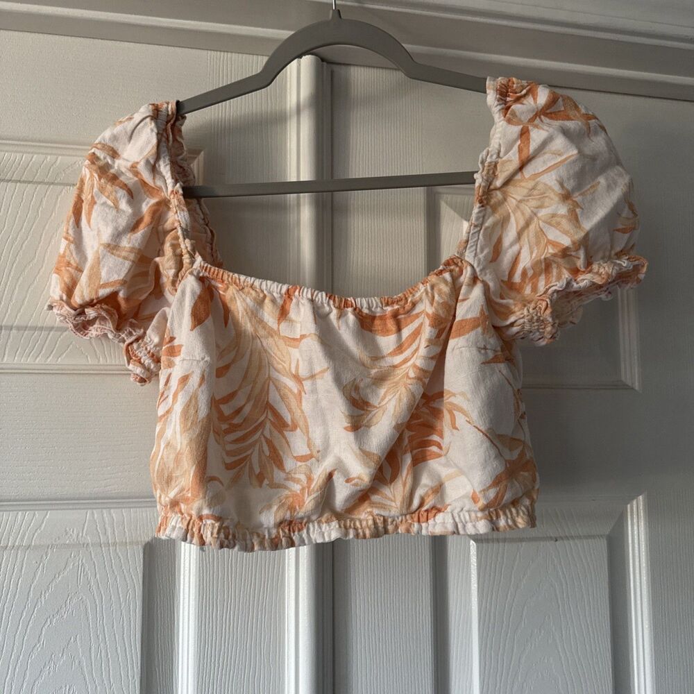 Abercrombie and Fitch Cropped Top Small Tropical Orange Square Neck Beach Summer